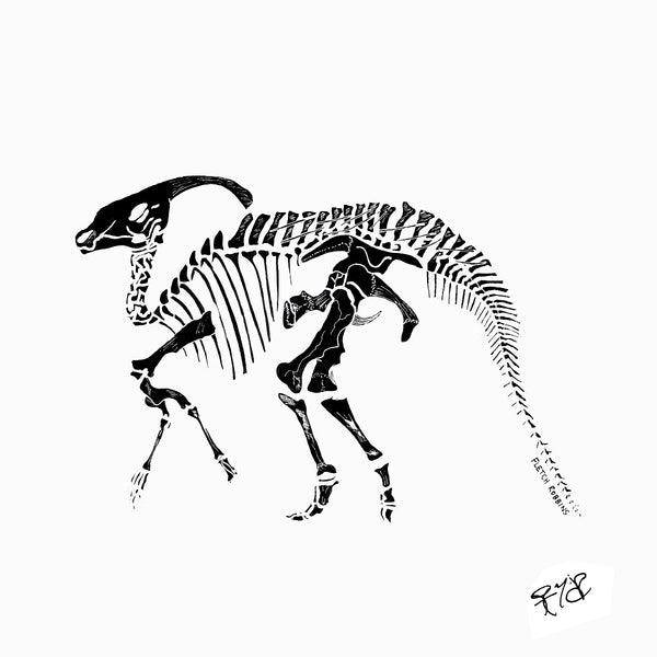 Parasaurolophus Fossil Print
