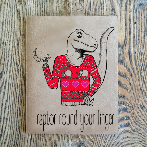 "Raptor round your finger" card
